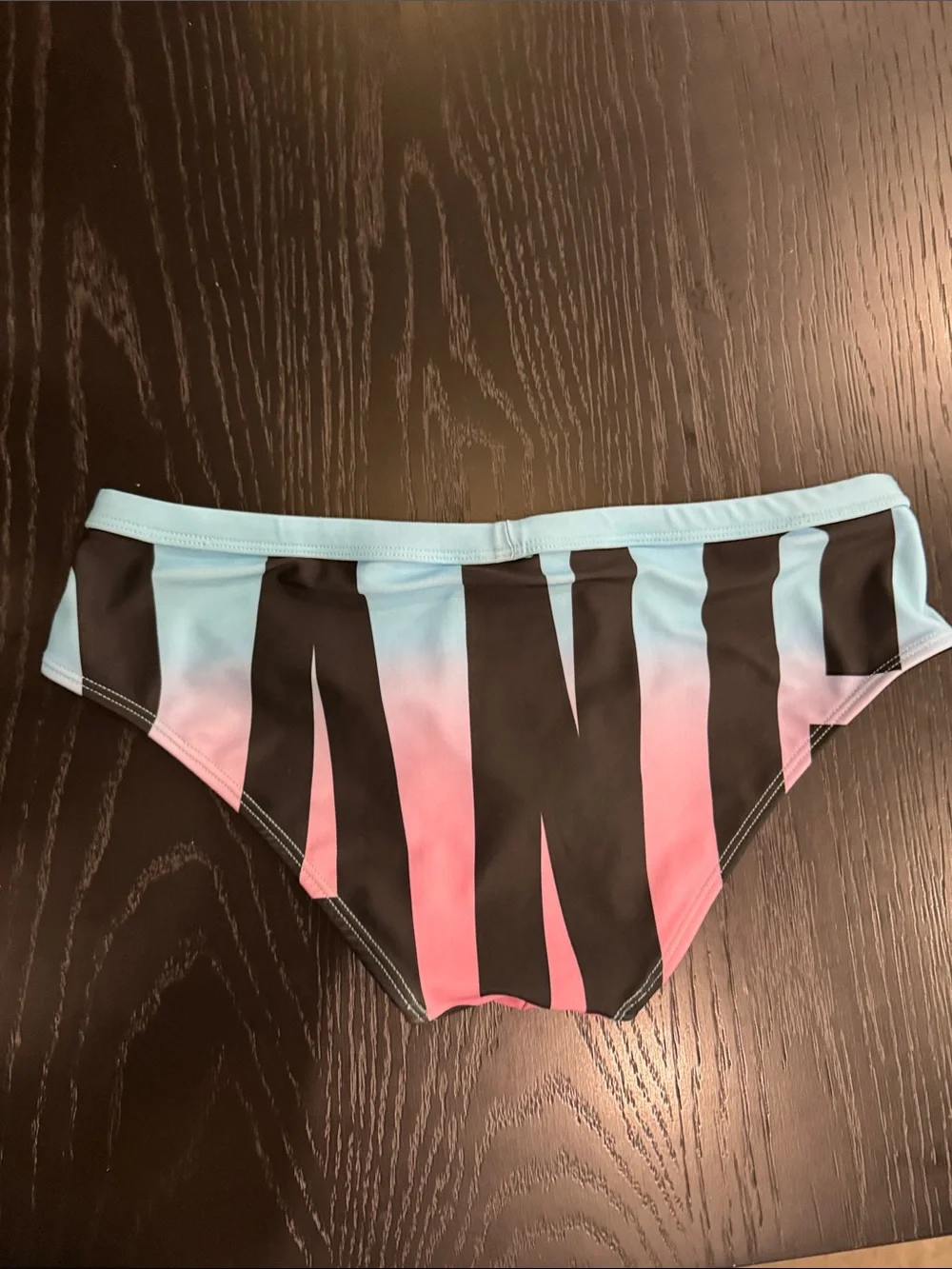 BANG! Men's Striped Swim Brief - Pastel Blue, Pink & Black